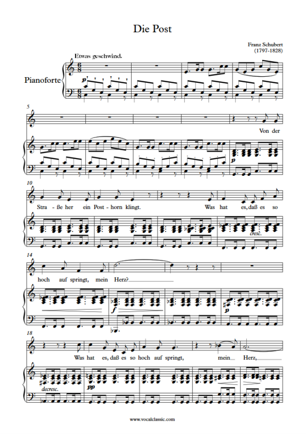 F. Schubert : Die Post (C Key) PDF Sheet music