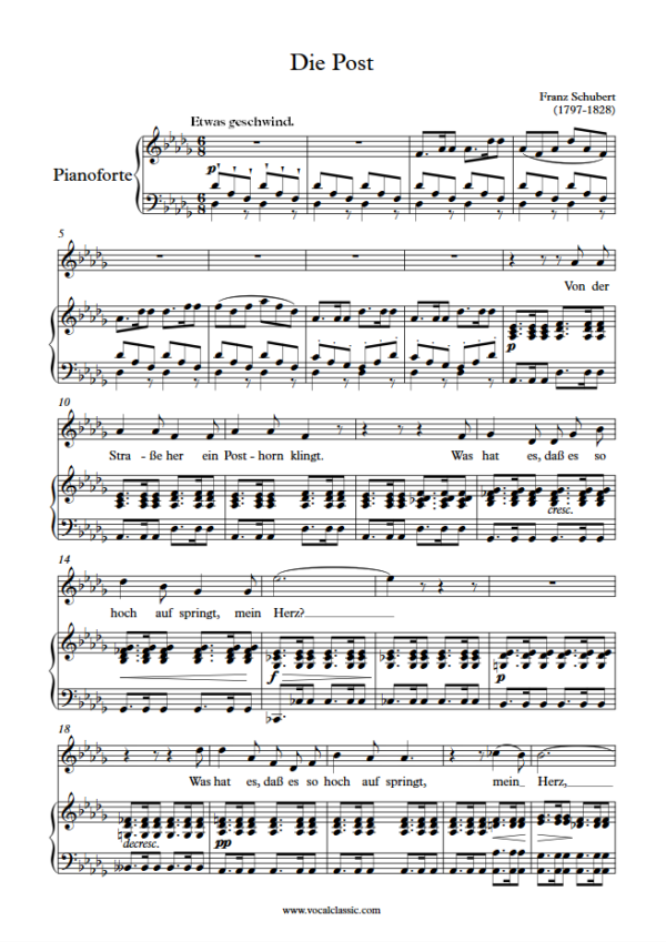 F. Schubert : Die Post (Db Key) PDF Sheet music