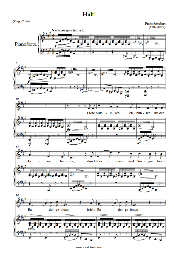 F. Schubert : Halt! (A Key) PDF Sheet music