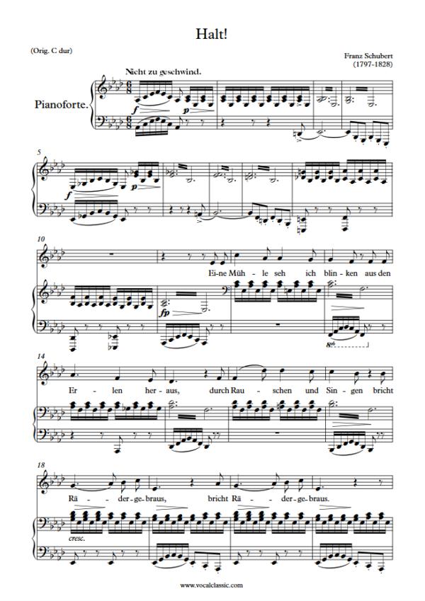 F. Schubert : Halt! (Ab Key) PDF Sheet music