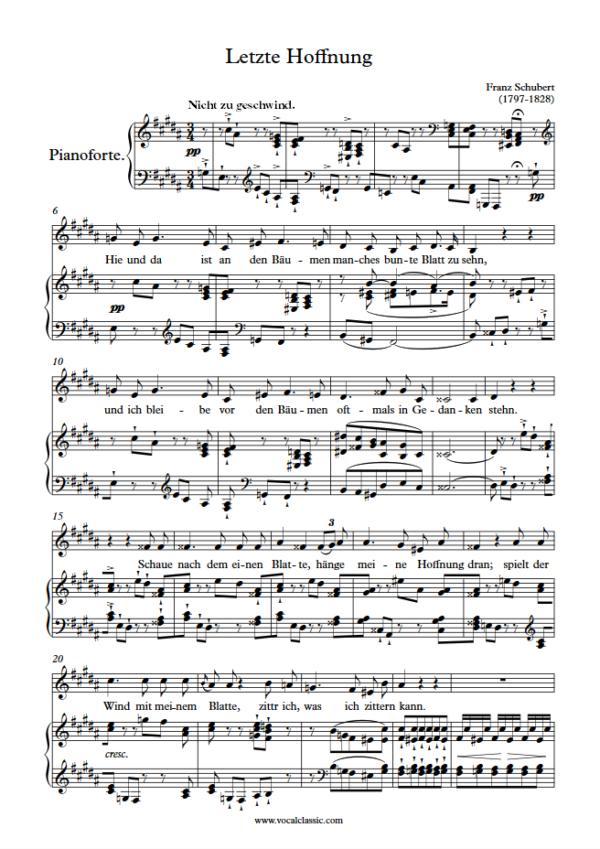 F. Schubert : Letzte Hoffnung (B Key) PDF Sheet music