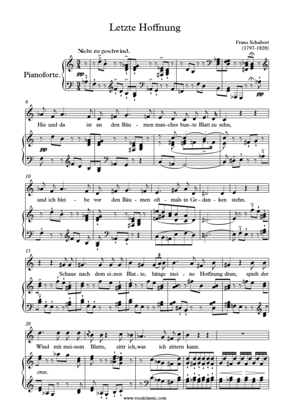 F. Schubert : Letzte Hoffnung (C Key) PDF Sheet music