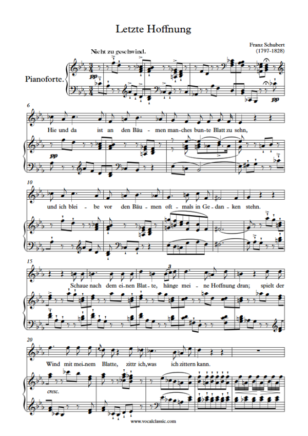 F. Schubert : Letzte Hoffnung (Eb Key, Original) PDF Sheet music