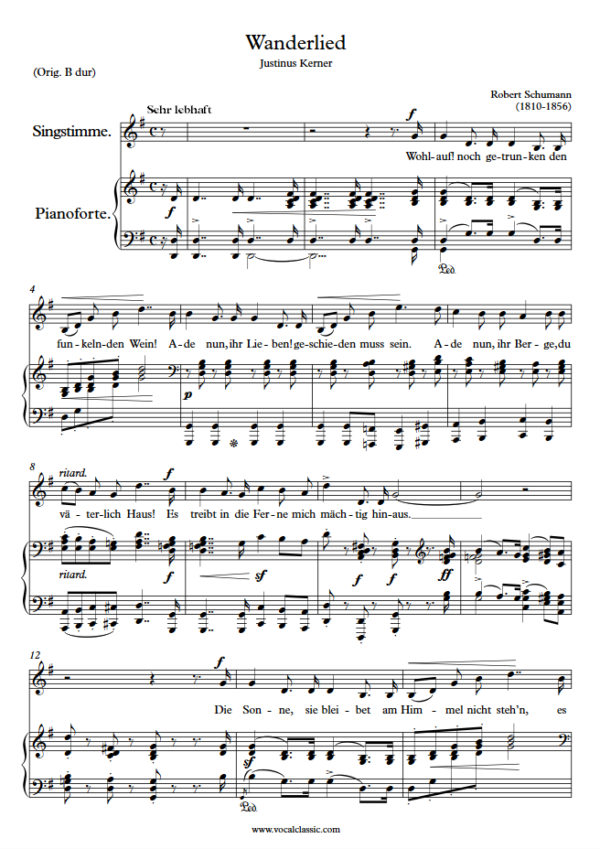 R. Schumann : Wanderlied (G Key) PDF 2023 한예종 남자 입시곡 Sheet music