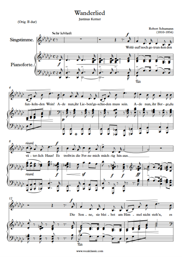 R. Schumann : Wanderlied (Gb Key) PDF 2023 한예종 남자 입시곡 Sheet music