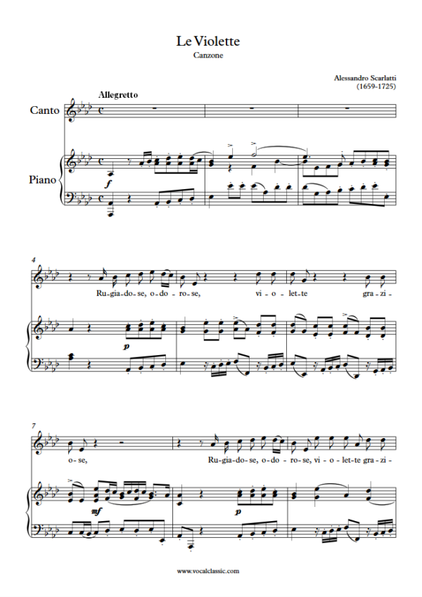 A. Scarlatti : Le violette (Ab Key) PDF Sheet music