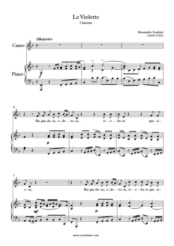 A. Scarlatti : Le violette (F Key) PDF Sheet music