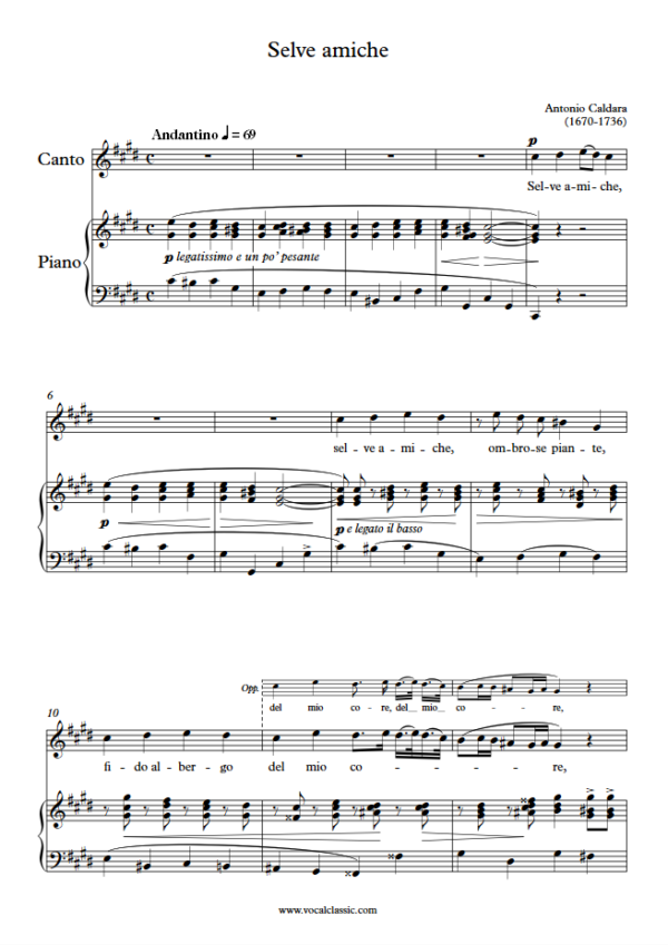 A. Caldara : Selve amiche (C# minor Key) PDF Sheet music