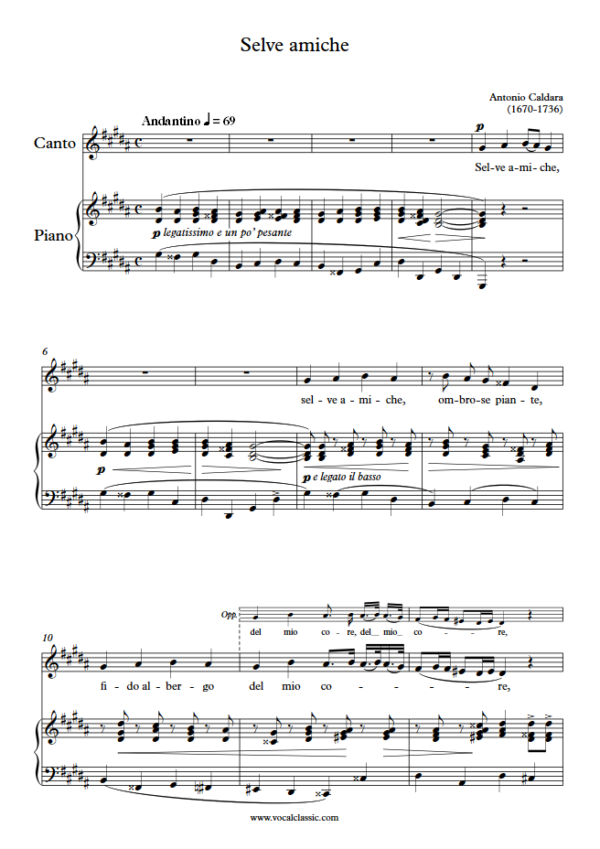 A. Caldara : Selve amiche (G# minor Key) PDF Sheet music