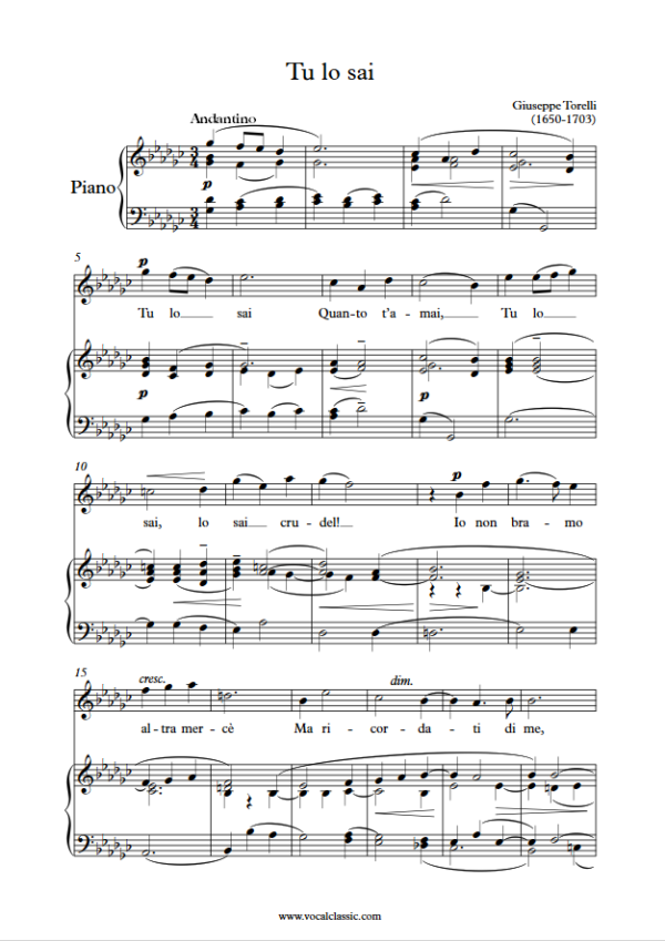 G. Torelli : Tu lo sai (Gb Key) PDF Sheet music