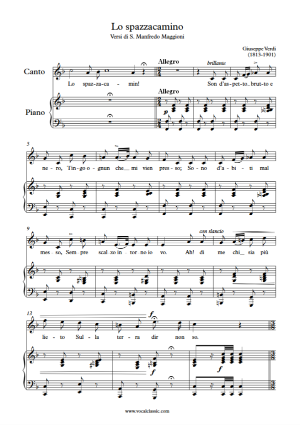 G. Verdi : Lo spazzacamino (F Key) PDF Sheet music