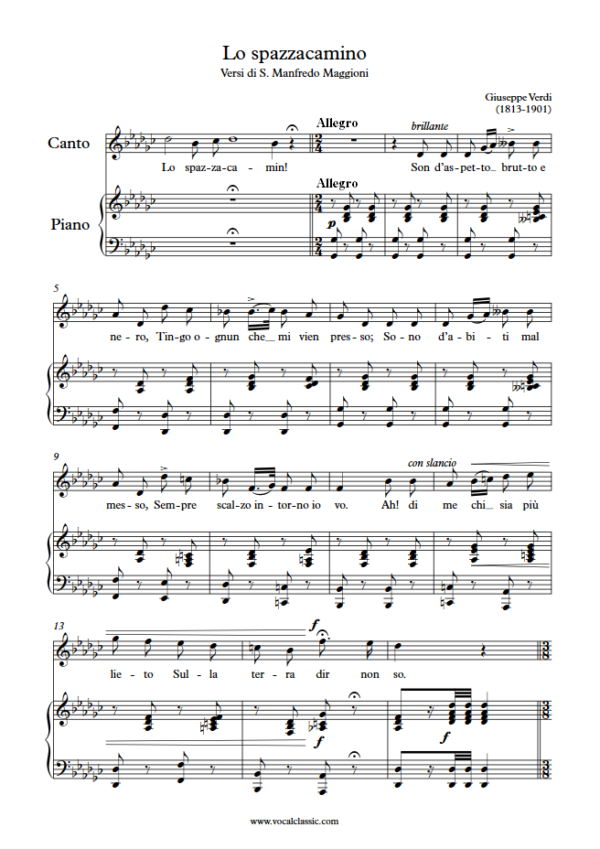 G. Verdi : Lo spazzacamino (Gb Key) PDF Sheet music