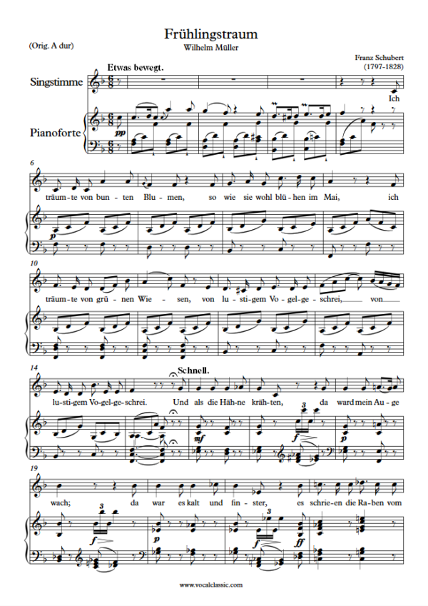 F. Schubert : Frühlingstraum (F Key) PDF – Winterreise (D911) Sheet music