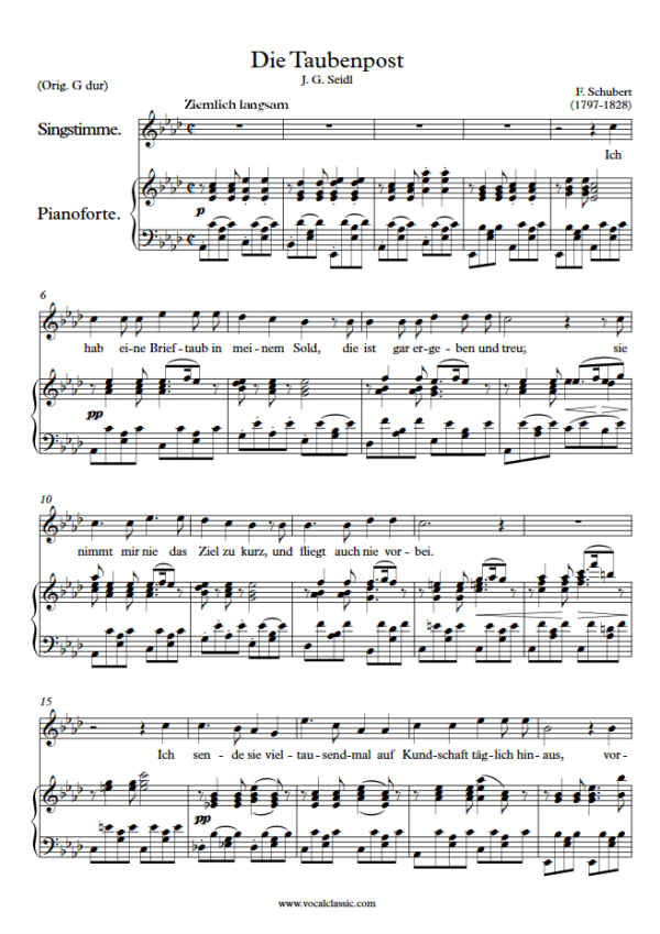 F. Schubert : Die Taubenpost (Ab Key) PDF 2023 한예종 남자 입시곡 Sheet music