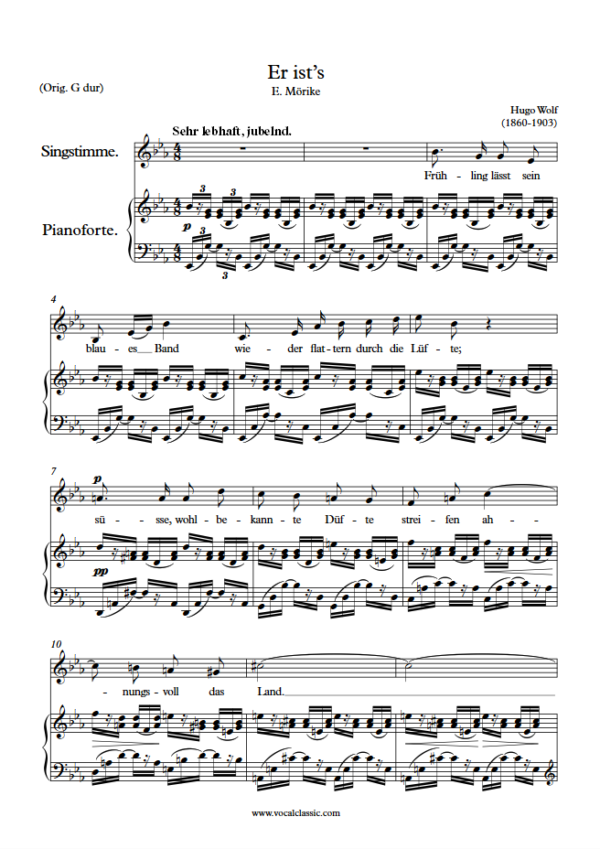 H. Wolf : Er ist’s (Eb Key) PDF Sheet music