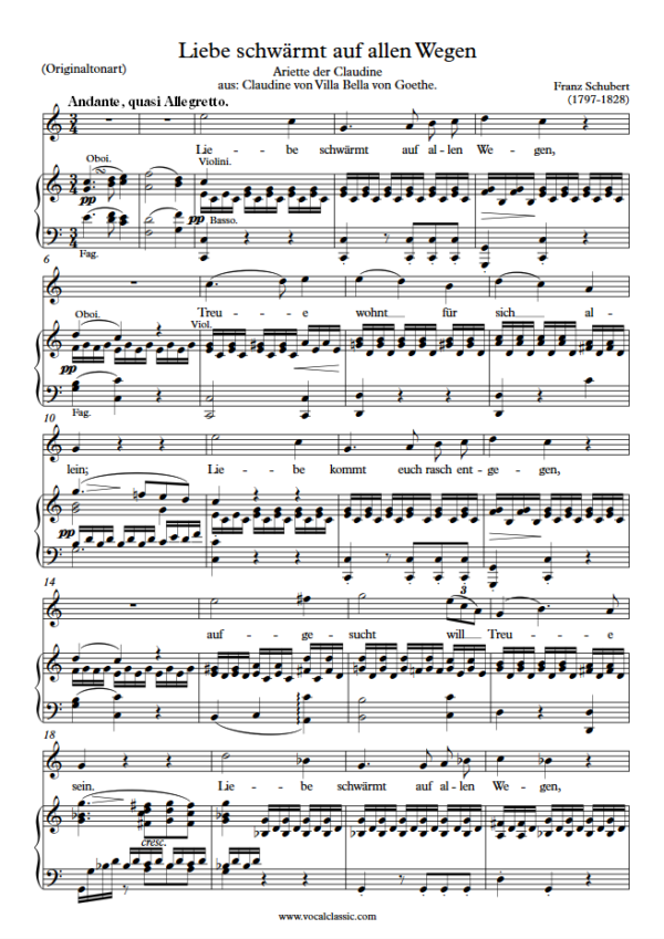 F. Schubert : Liebe schwärmt auf allen Wegen (C Key, Original) PDF Sheet music