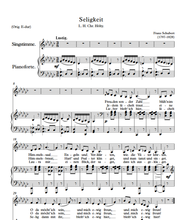 F. Schubert : Seligkeit (Gb Key) PDF Sheet music