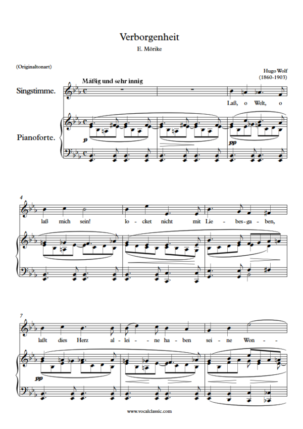 H. Wolf : Verborgenheit (Eb Key, Original) PDF Sheet music