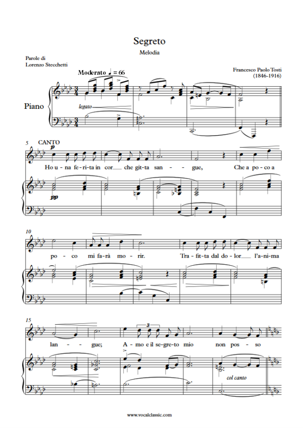 F. P. Tosti : Segreto(F minor Key) PDF Sheet music