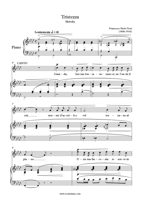 F. P. Tosti : Tristezza(F minor Key, Original) PDF Sheet music