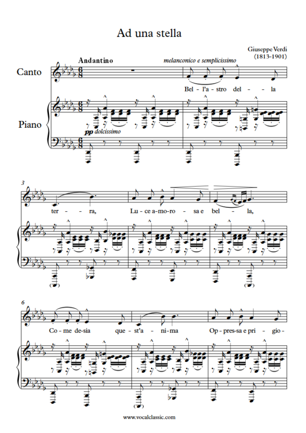 G. Verdi : Ad una stella (Db Key) PDF Sheet music