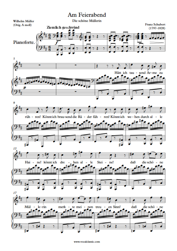 F. Schubert : Am Feierabend (B minor key) PDF Sheet music