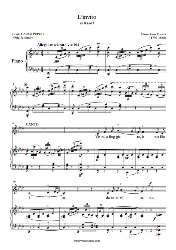 G. Rossini : L’invito (F minor Key) PDF Sheet music