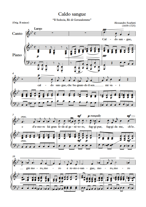 A. Scarlatti : Caldo sangue (G minor key) PDF Sheet music