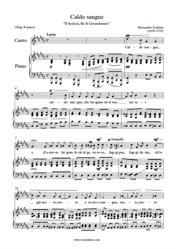 A. Scarlatti : Caldo sangue (G sharp minor key) PDF Sheet music