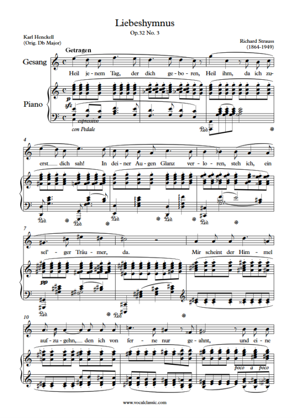 R. Strauss : Liebeshymnus (C Key) PDF Sheet music