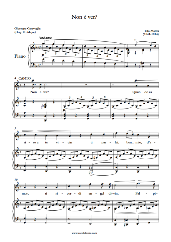 T. Mattei : Non è ver (F Key) PDF Sheet music