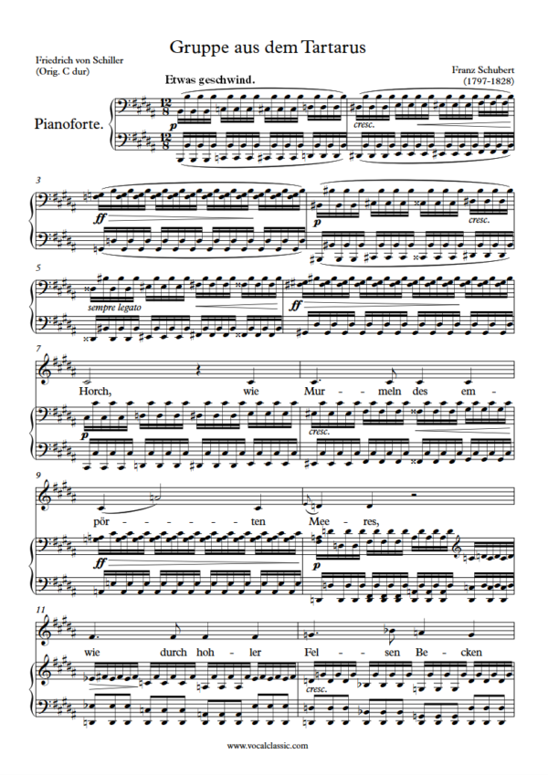 F. Schubert : Gruppe aus dem Tartarus (B Key) PDF Sheet music