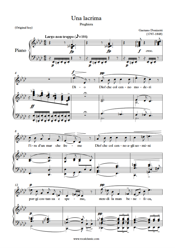 G. Donizetti : Una lacrima (Ab Key, Original) PDF Sheet music