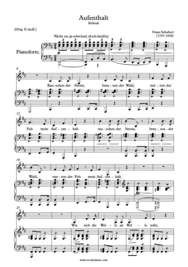 F. Schubert : Aufenthalt (B minor Key) PDF Sheet music