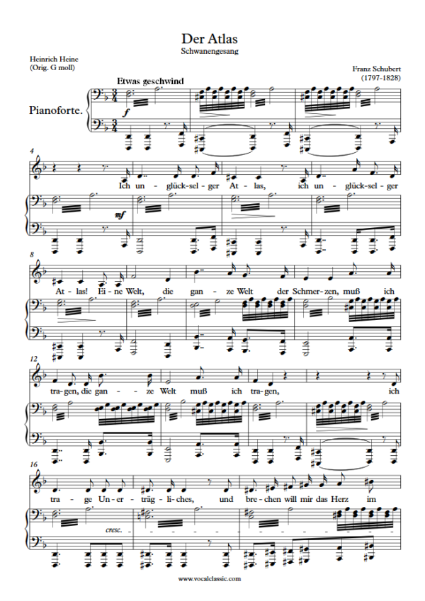 F. Schubert : Der Atlas (D minor Key) PDF Sheet music