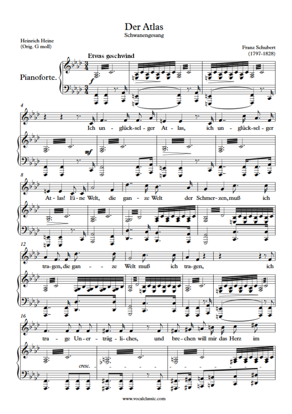 F. Schubert : Der Atlas (F minor Key) PDF Sheet music