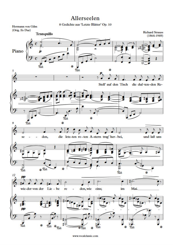 R. Strauss : Allerseelen (C Key) PDF Sheet music