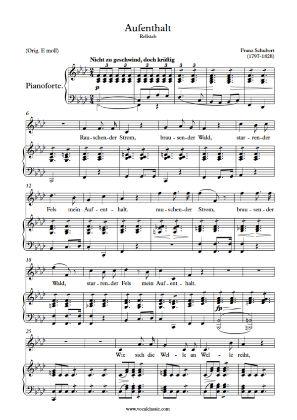 F. Schubert : Aufenthalt (F minor Key) PDF Sheet music