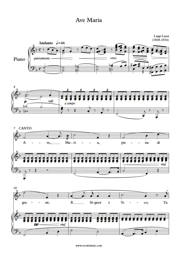 L. Luzzi : Ave Maria (F Key) PDF Sheet music