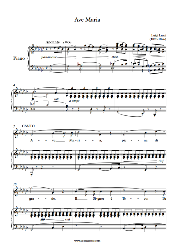 L. Luzzi : Ave Maria (Gb Key, Original) PDF Sheet music