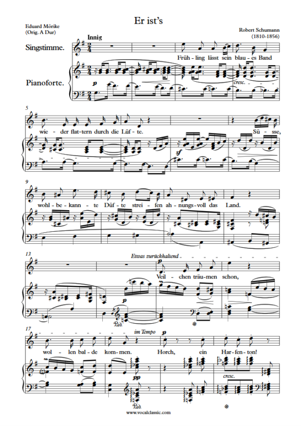 R. Schumann : Er ist’s (G Key) PDF Sheet music