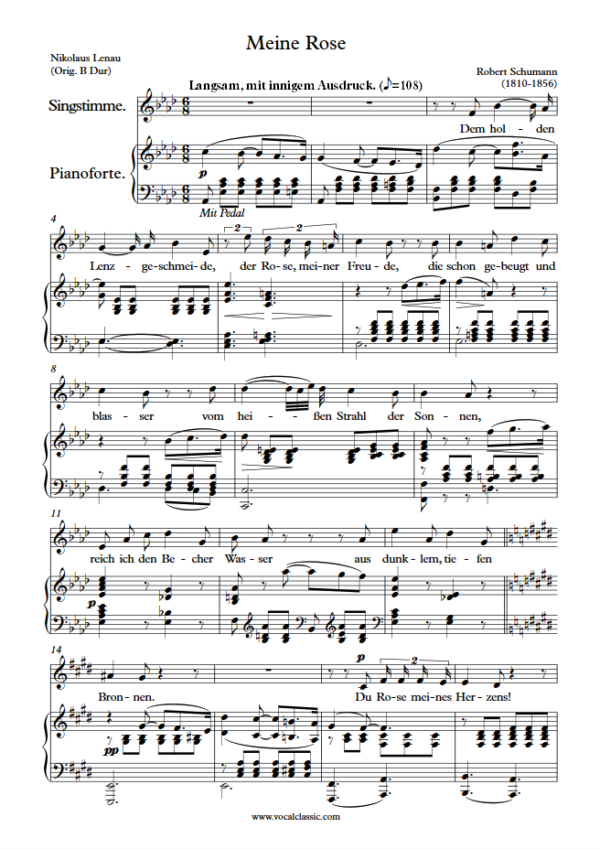 R. Schumann : Meine Rose (Ab Key) PDF Sheet music