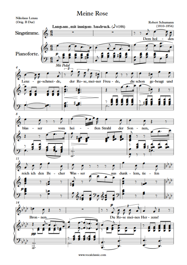 R. Schumann : Meine Rose (C Key) PDF Sheet music