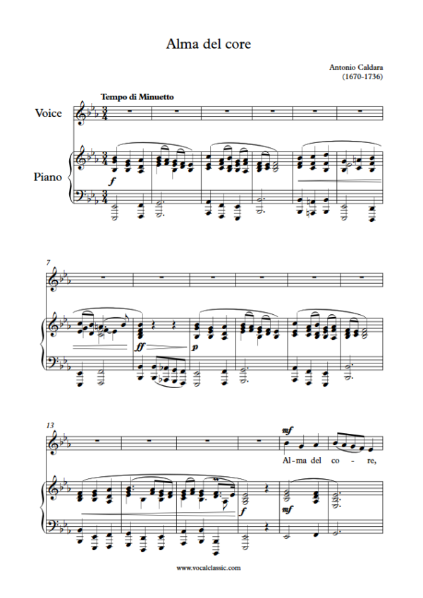 A. Caldara : Alma del core (Eb Key) PDF 2023 한예종 남자 입시곡 Sheet music