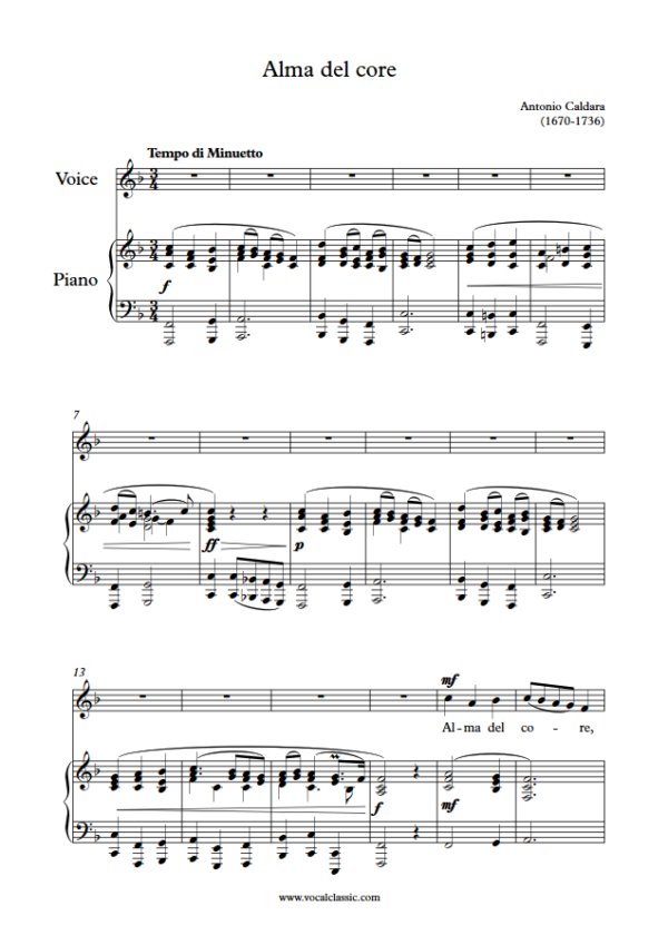 A. Caldara : Alma del core (F Key) PDF 2023 한예종 남자 입시곡 Sheet music