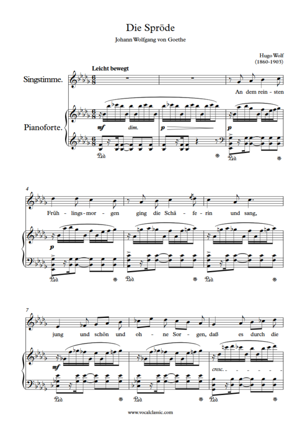 H. Wolf : Die Spröde (Bb minor Key) PDF 2023 한예종 여자 입시곡 Sheet music