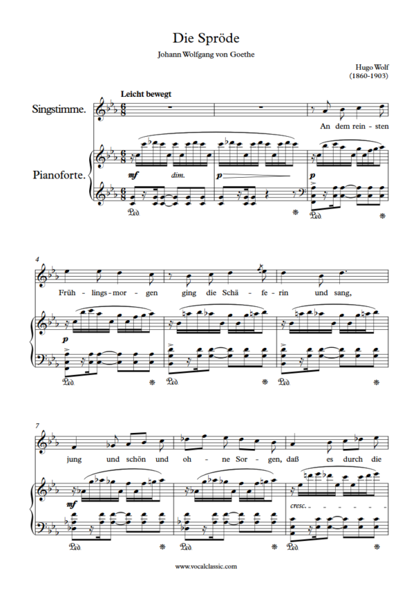 H. Wolf : Die Spröde (C minor Key) PDF 2023 한예종 여자 입시곡 Sheet music