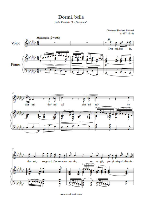 G. Bassani : Dormi, bella (Gb Key) PDF 2023 한예종 남자 입시곡 Sheet music