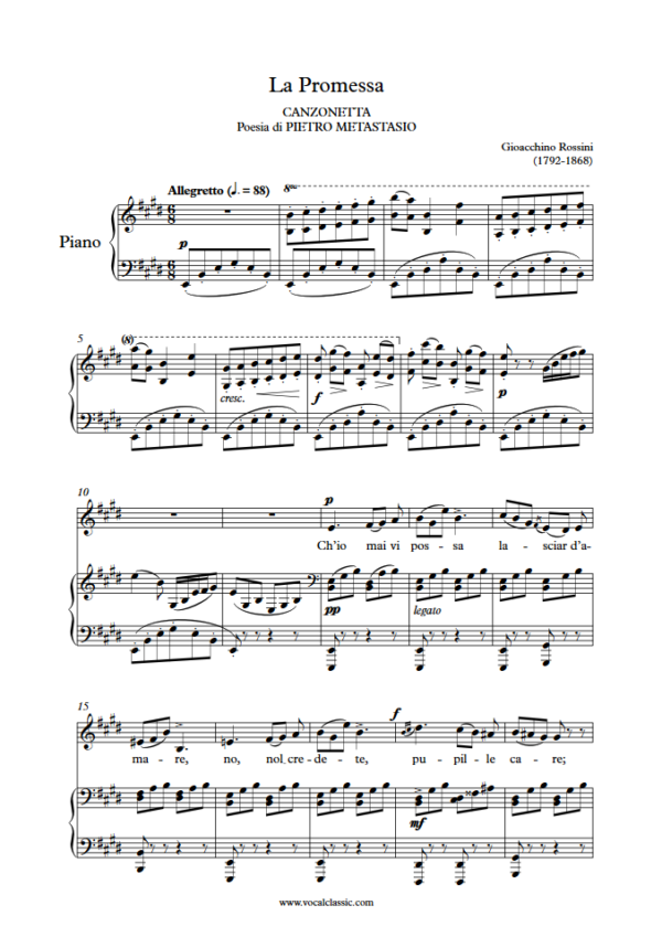 G. Rossini : La Promessa (E Key) PDF 2023 한예종 남자 입시곡 Sheet music