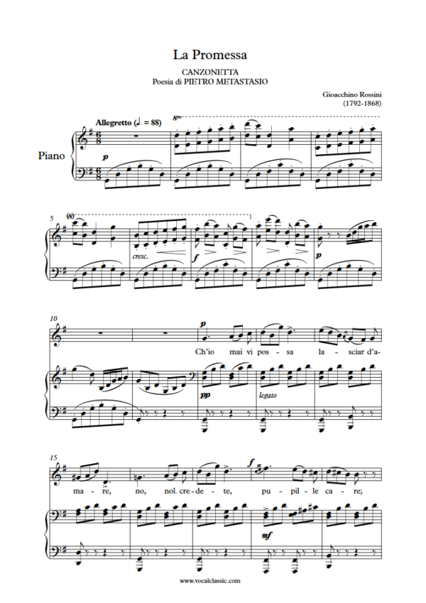 G. Rossini : La Promessa (G Key) PDF 2023 한예종 남자 입시곡 Sheet music